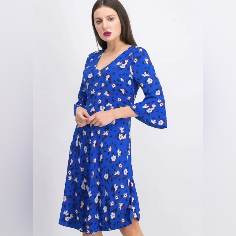 DRAPER JAMES Floral A-Line Bell Sleeve Dress